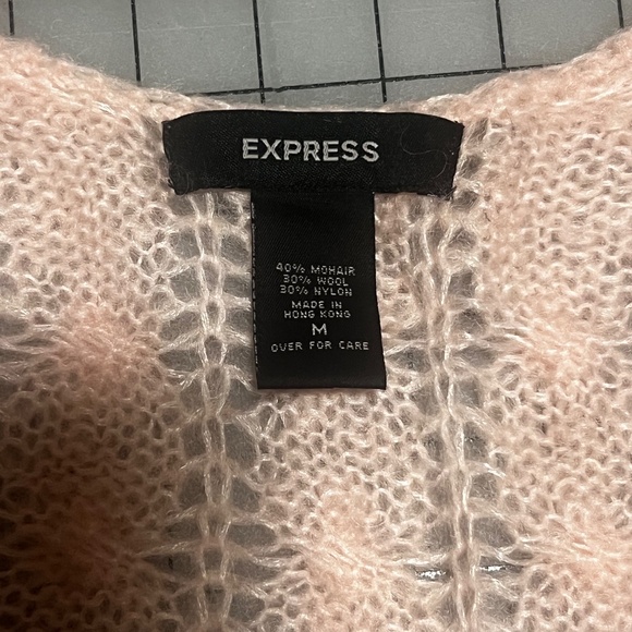 Express Sweaters Set Pink and Cream Size M Mohair angora Cable  Vintage EUC - Picture 14 of 16